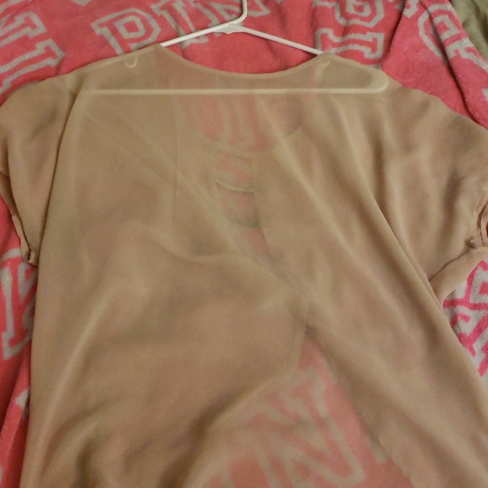 Chiffon, see through, open back shirt